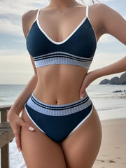 Contrast Trim Bra & Panties Lingerie Set