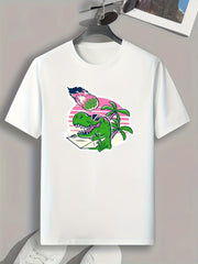 Dinosaur Print Men's Graphic T Shirt for Summer