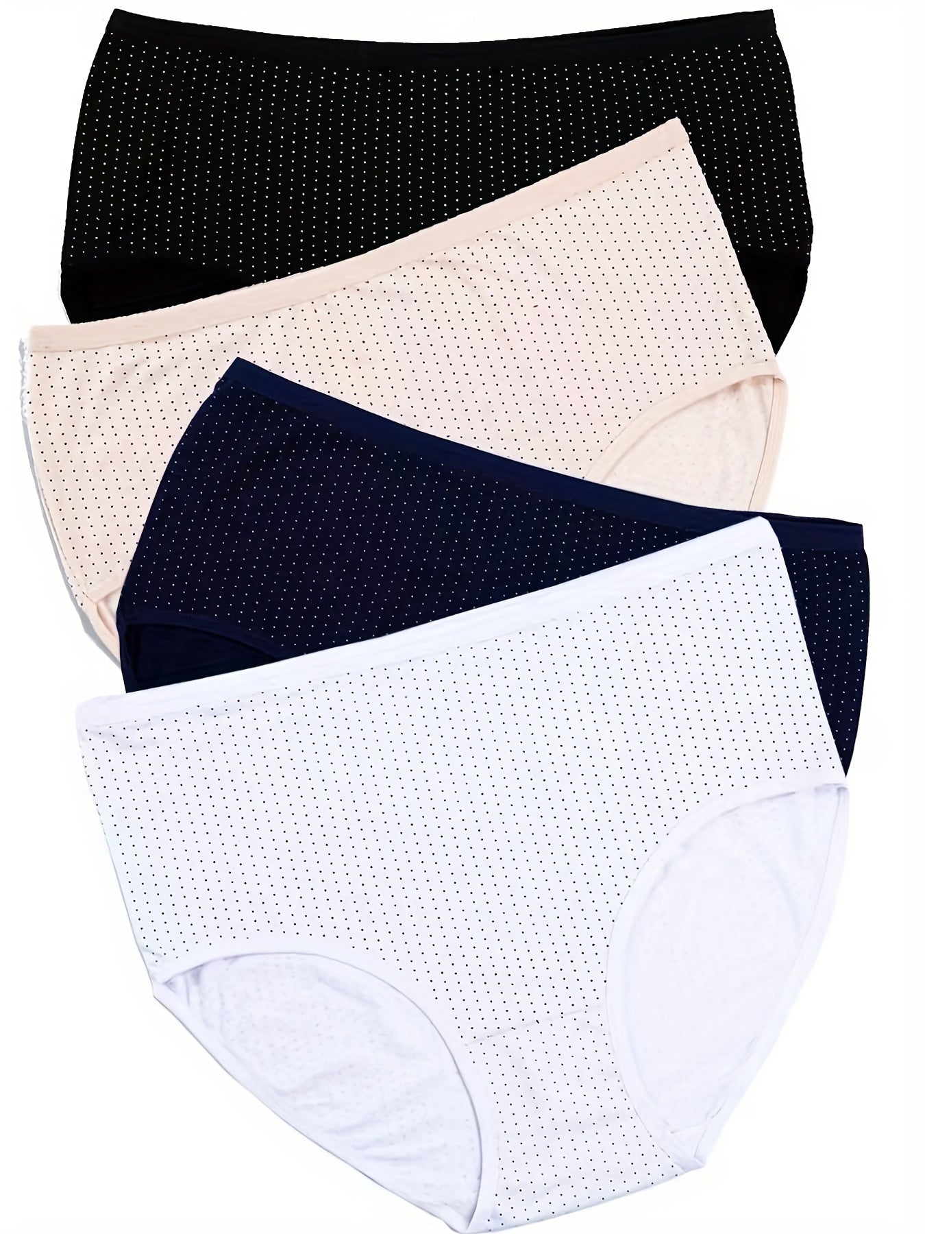 4 Pack Plus Size Pin Dot Print High Stretch Soft Comfort Underwear Set