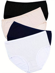 4 Pack Plus Size Pin Dot Print High Stretch Soft Comfort Underwear Set