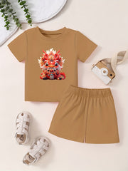Toddler Cartoon Dragon T shirt & Shorts Set