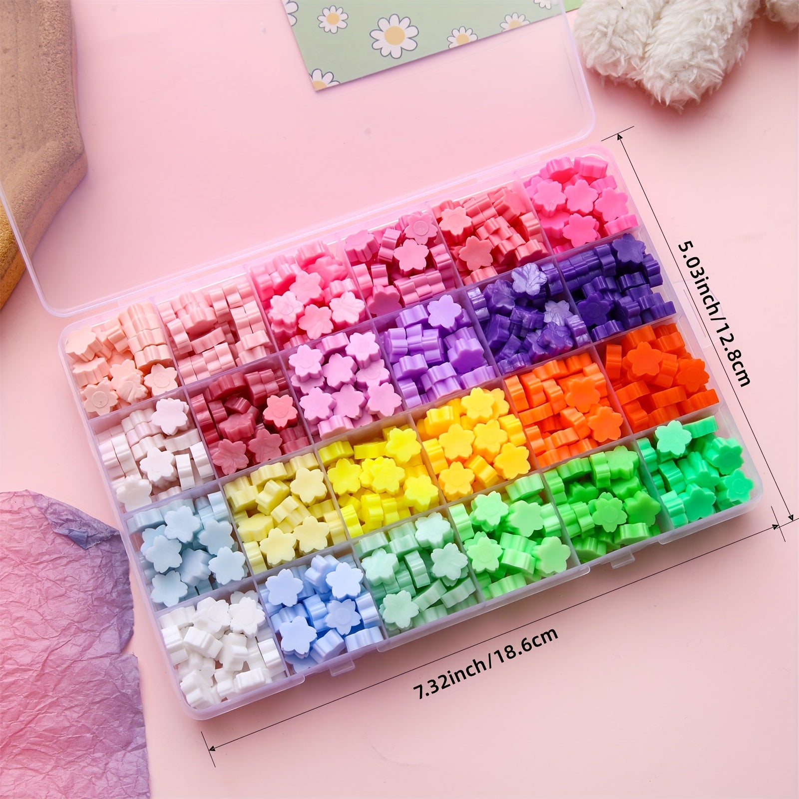24 Grid Wax Bead Set in Petal Shape Box for Sealing Wax DIY