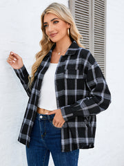 Plaid Shirt Jacket Long Sleeve Casual Shacket Women's Clothing