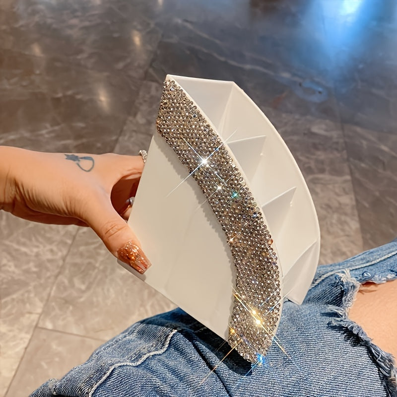 Light Desktop Storage Box with Artificial Diamond for Office and Makeup
