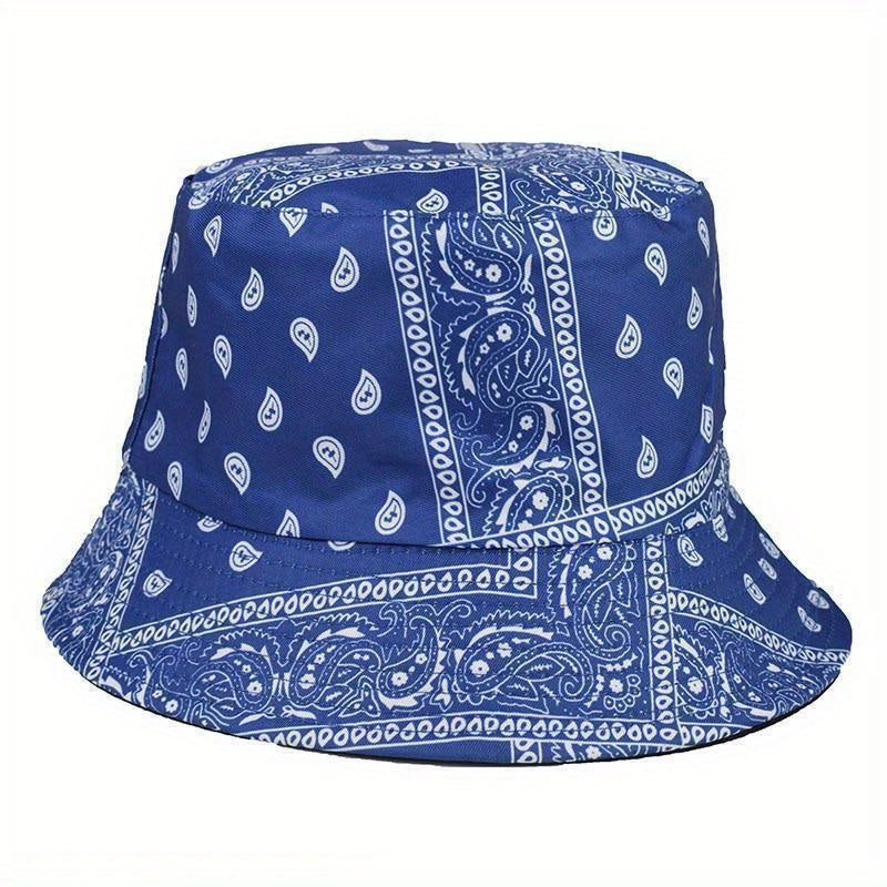 Paisley Print Bucket Hat Hip Hop Solid Basin Hat Sunscreen Travel Beach Hats