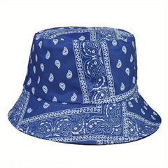 Paisley Print Bucket Hat Hip Hop Solid Basin Hat Sunscreen Travel Beach Hats