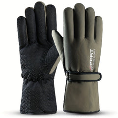Men's Winter Velvet Padded Waterproof Warm Gloves for Outdoor Activities
