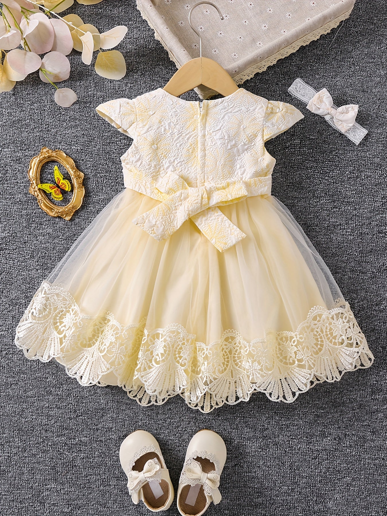 Girls Princess Dress Baby Girls Floral Graphic Mesh Puffy Casual