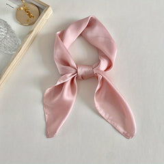 Solid Satin Bandana Silk Square Scarf Neckerchief Head Wrap Hair Accessory