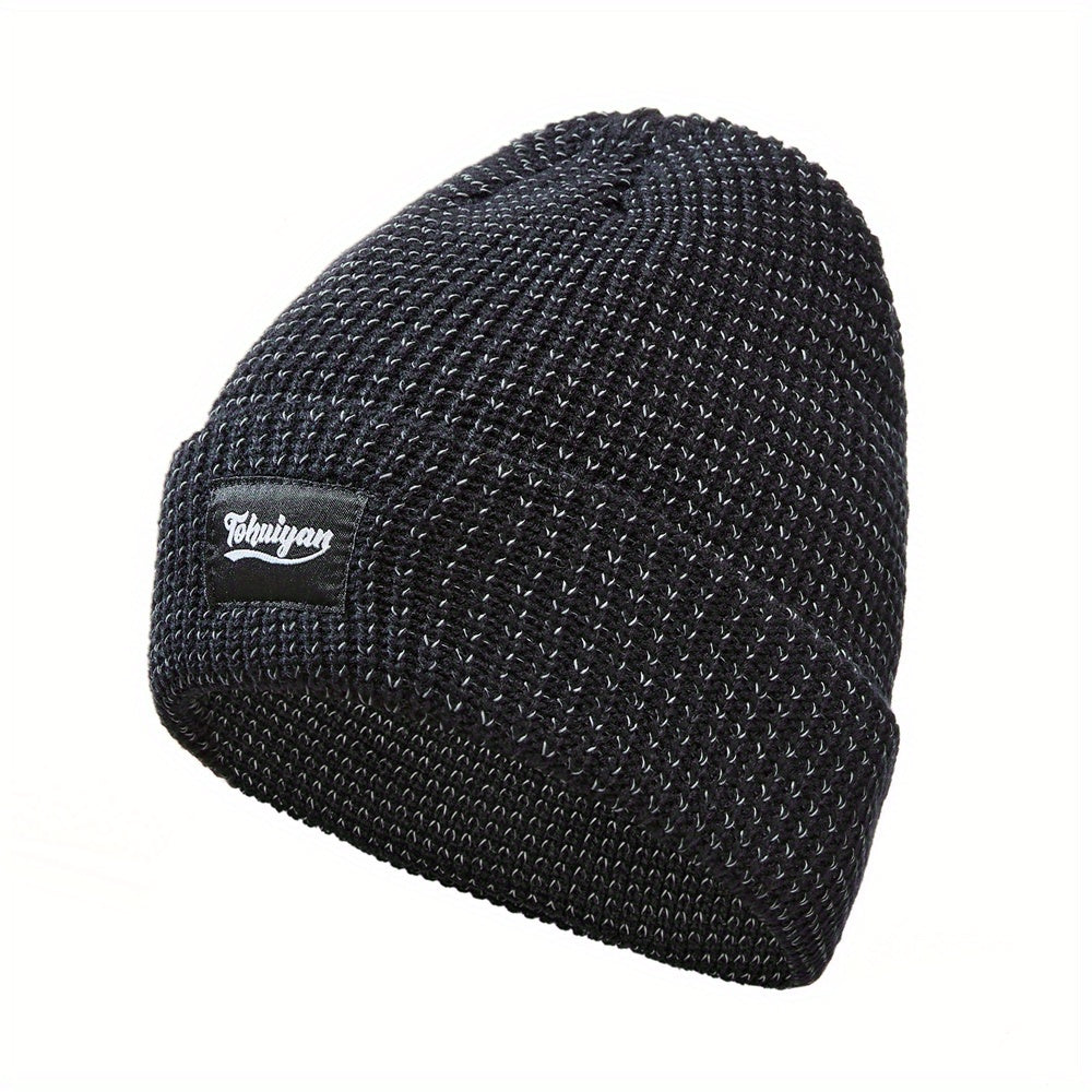 Reflective Beanie Cap Skullies Warm Knit Hat Windproof Unisex