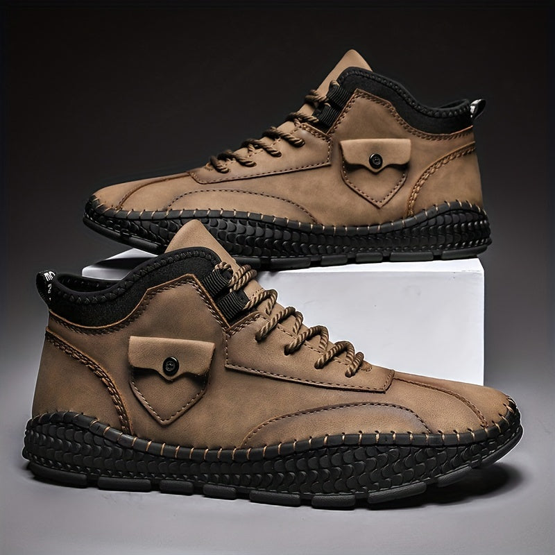 Men's Casual Stitch Solid Low Top Lace up Boots
