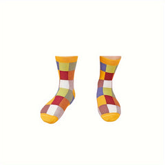 5 Pairs Men's Plaid Cotton Quarter Socks