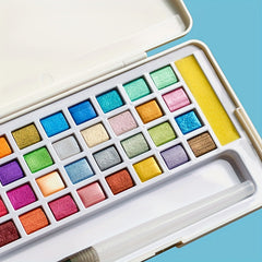 36 Metallic Watercolor Paint Set w/ Water Brush Pen for Painting