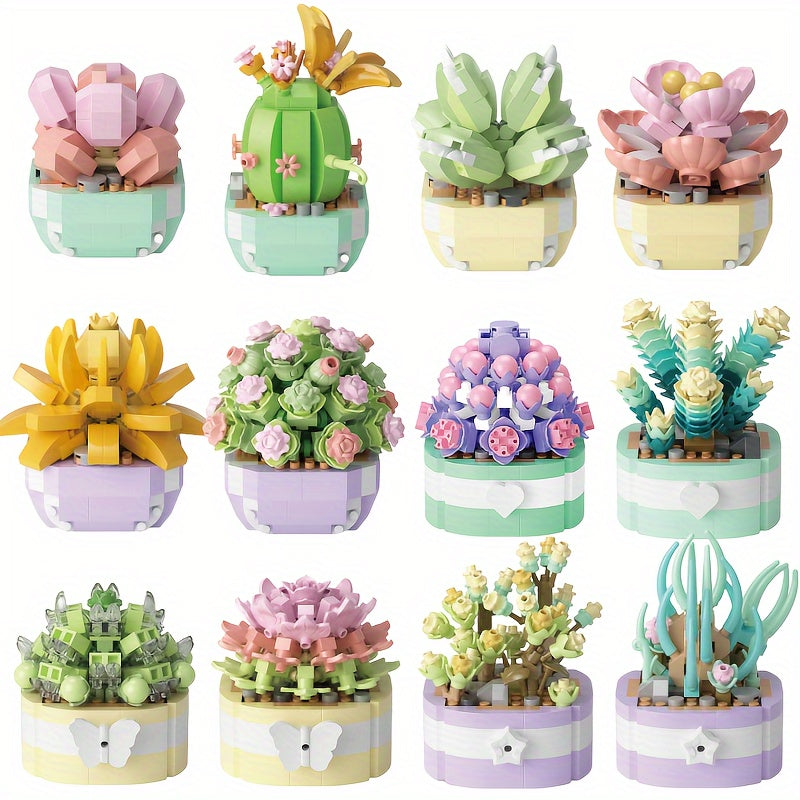 Succulent Cactus Building Blocks Bouquet Puzzle Toy