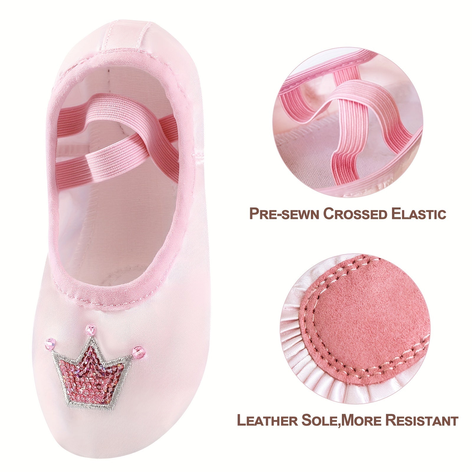 Girl's Crown Ballet Dance Shoes Soft Soled Sandals For Dance Performance Yoga