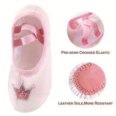 Girl's Crown Ballet Dance Shoes Soft Soled Sandals For Dance Performance Yoga