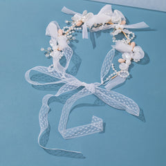 Girl's Flower Ribbon Headband - Princess Flower Wreath Hair Accessory