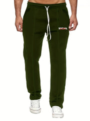 Men's Stretch Graphic Drawstring Pants for Spring and Fall