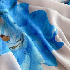 Silk Scarf Female Flower Printed Long Shawl Wrap