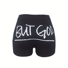 Women's Letter Print Skinny Shorts