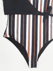 Stripe Print One Piece Swimsuit