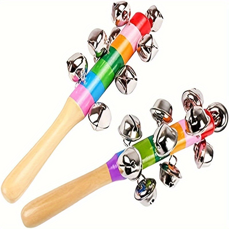 Colorful Wooden Jingle Bell Stick Music Toy