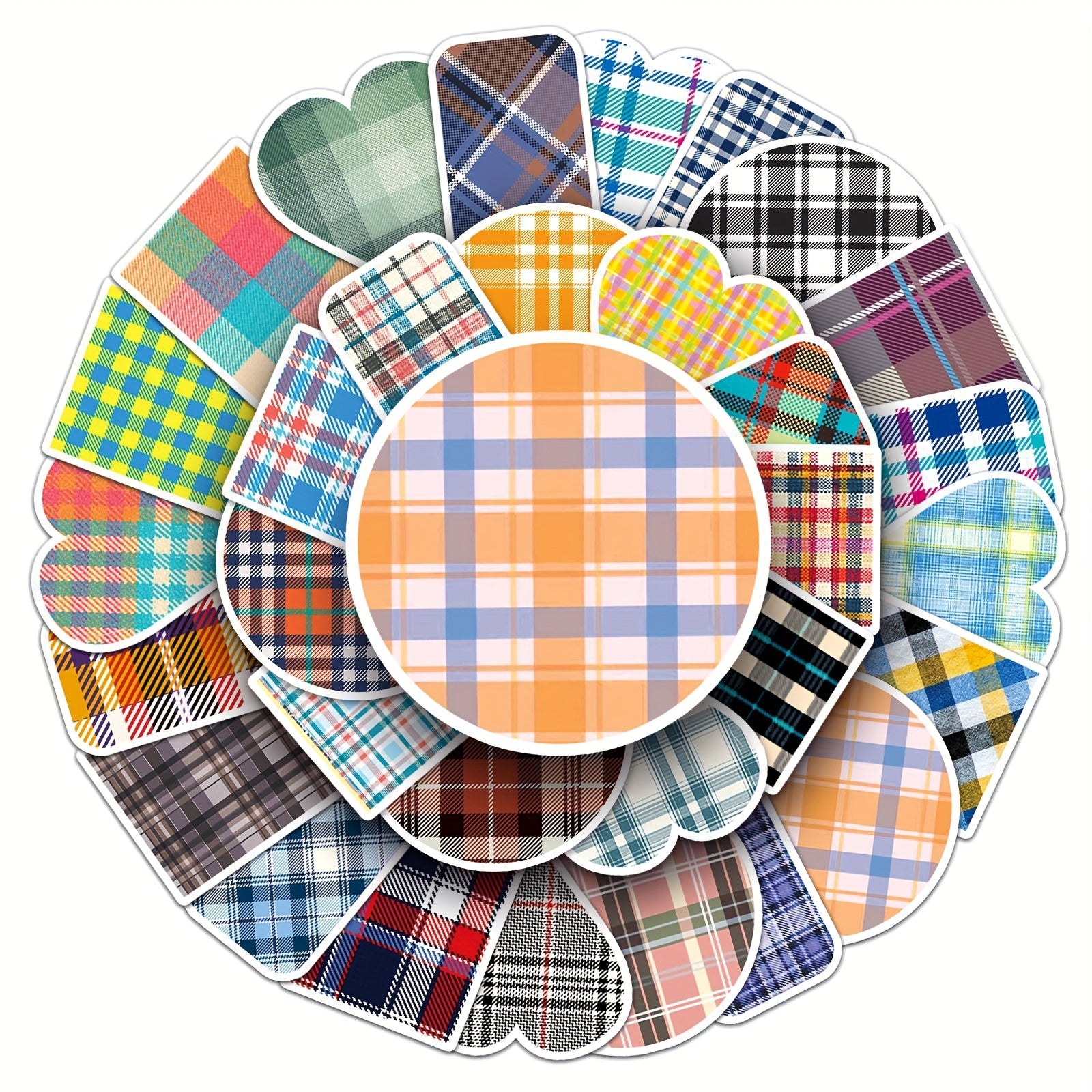 50pcs Plaid Series Waterproof Stickers for Laptop Helmet Wat