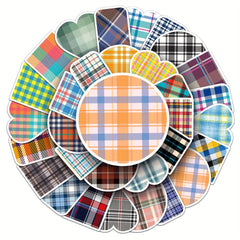 50pcs Plaid Series Waterproof Stickers for Laptop Helmet Wat