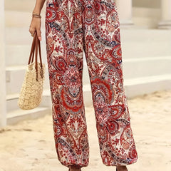 Print Shirred Waist Casual Loose Pants Spring & Summer