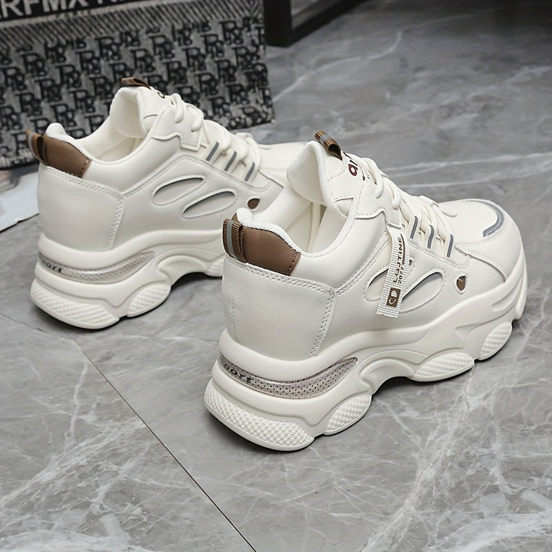 Women's Chunky Platform Sneakers Lace-up Non-slip Dad Shoes