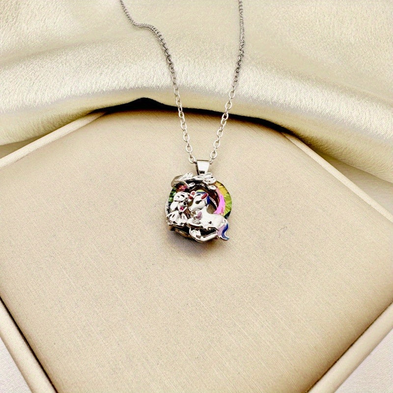 Cartoon Unicorn Pendant Necklace for Kids