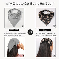 3pcs Paisley Print Bandanas Elastic Triangle Scarf Headband Boho Kerchief