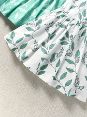 2pcs Toddler Girls Ruffle Trim Leaf Graphic Dress for Party Beach Vacation