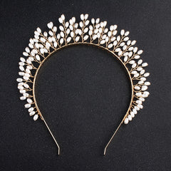 Faux Pearl Crown Hairband Party Decor Princess Tiara Wedding