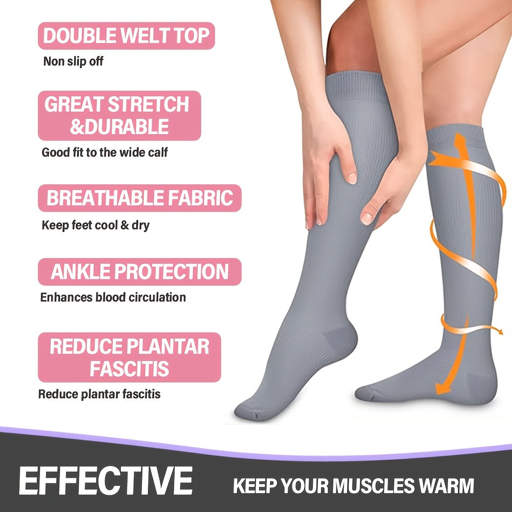 6 Pairs Compression Socks 15-20 mmHg Knee High Support