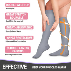 6 Pairs Compression Socks 15-20 mmHg Knee High Support