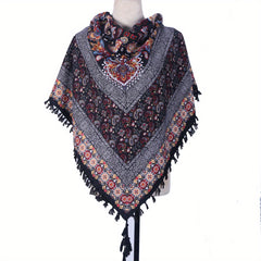 Boho Cashew Square Scarf Vintage Printed Tassel Shawl