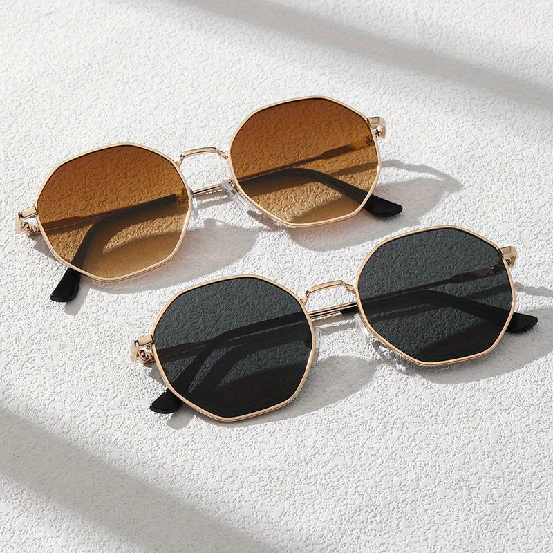 2 Pairs Men's Metal Round Frame Sunglasses Casual Eyewear