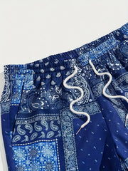 Paisley Bandana Pattern Drawstring Sweatpants Loose Fit Pants