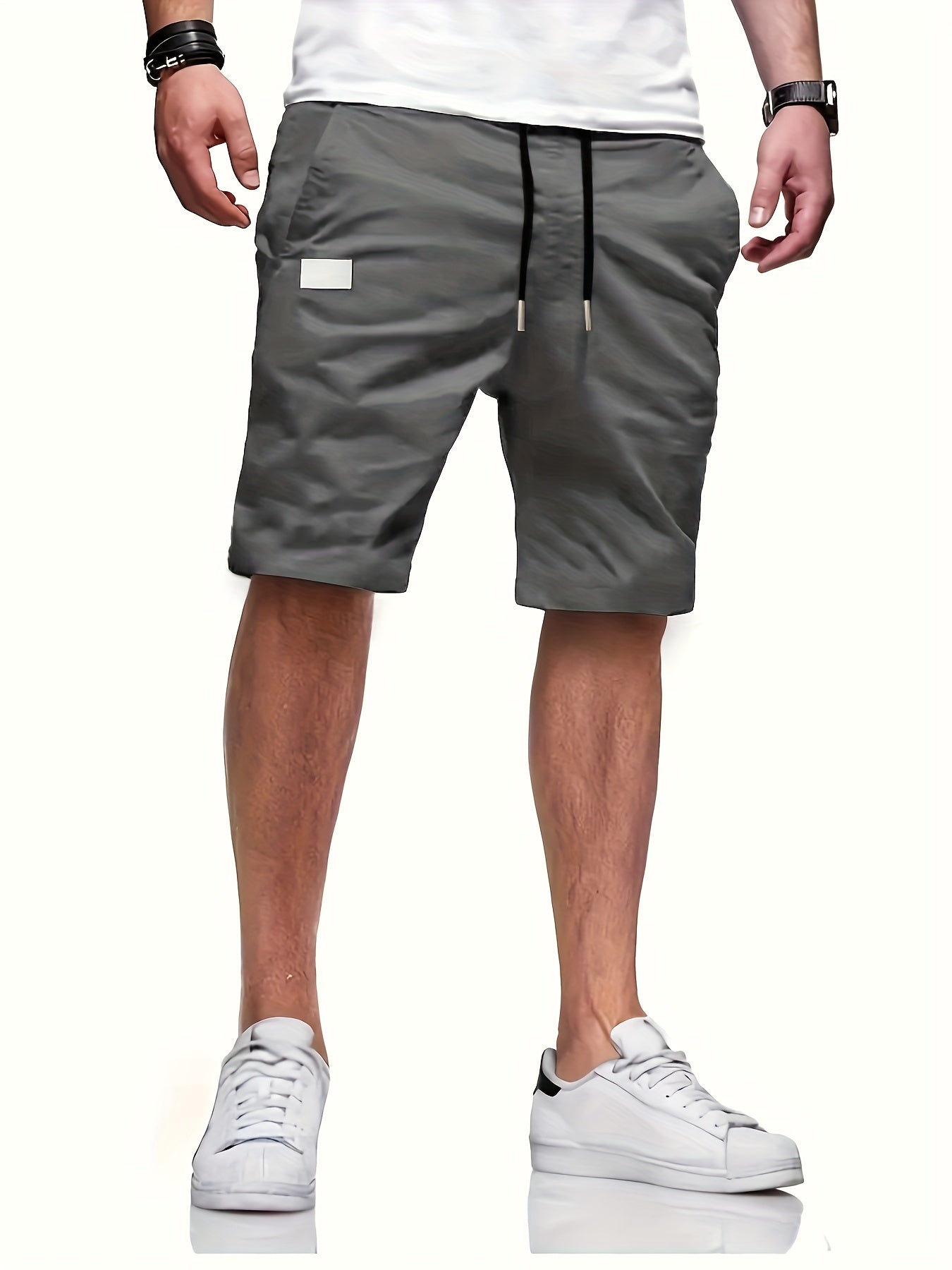 Men's Drawstring Cargo Short Pants Flap Pocket Loose Shorts