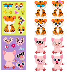 6pcs Animals Face Puzzle Stickers Educational Toys