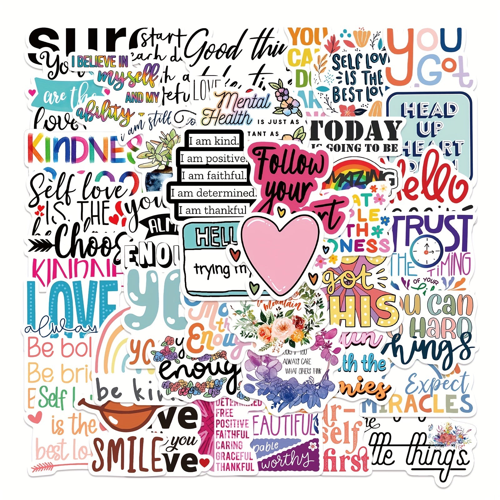 52pcs Motivational Quote Stickers Vinyl Waterproof Positive Words Decals