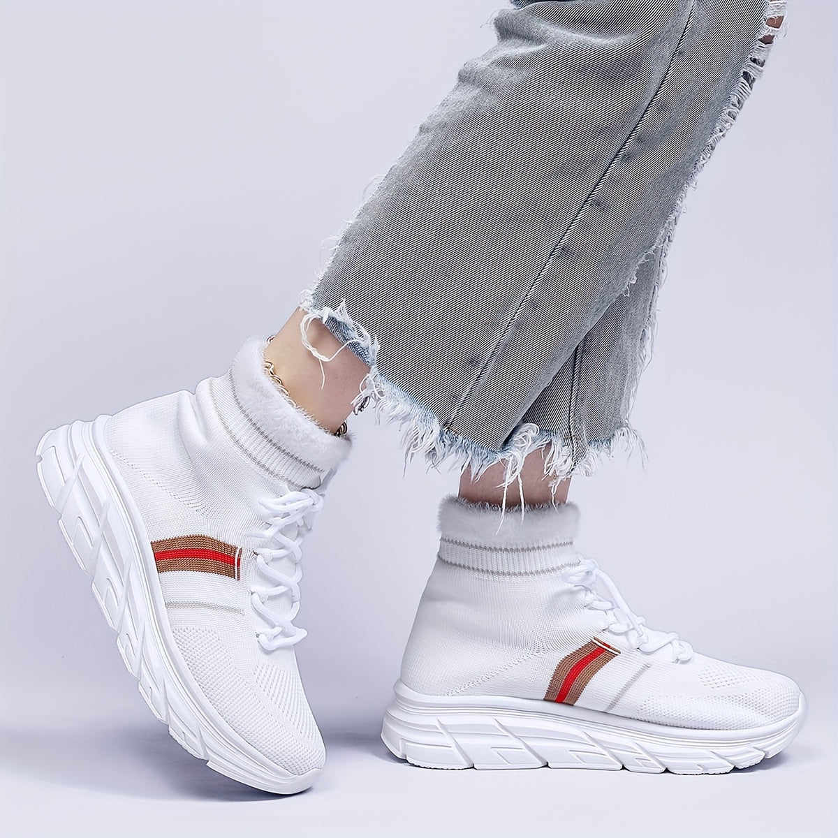 Women's High Winter Sports Sneakers Plush Inner Thermal Running Shoes