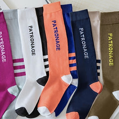 10 Pairs Letter Print Calf Socks Sports Knee High Socks Women's Stockings