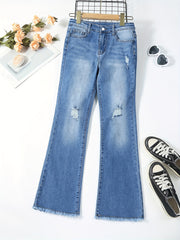 Kid Girls Ripped & Flared Denim Pants - Casual & Street