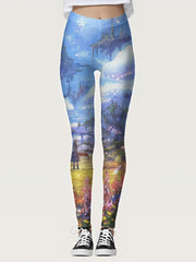 Graphic Print High Waist Skinny Leggings Women's Clothing