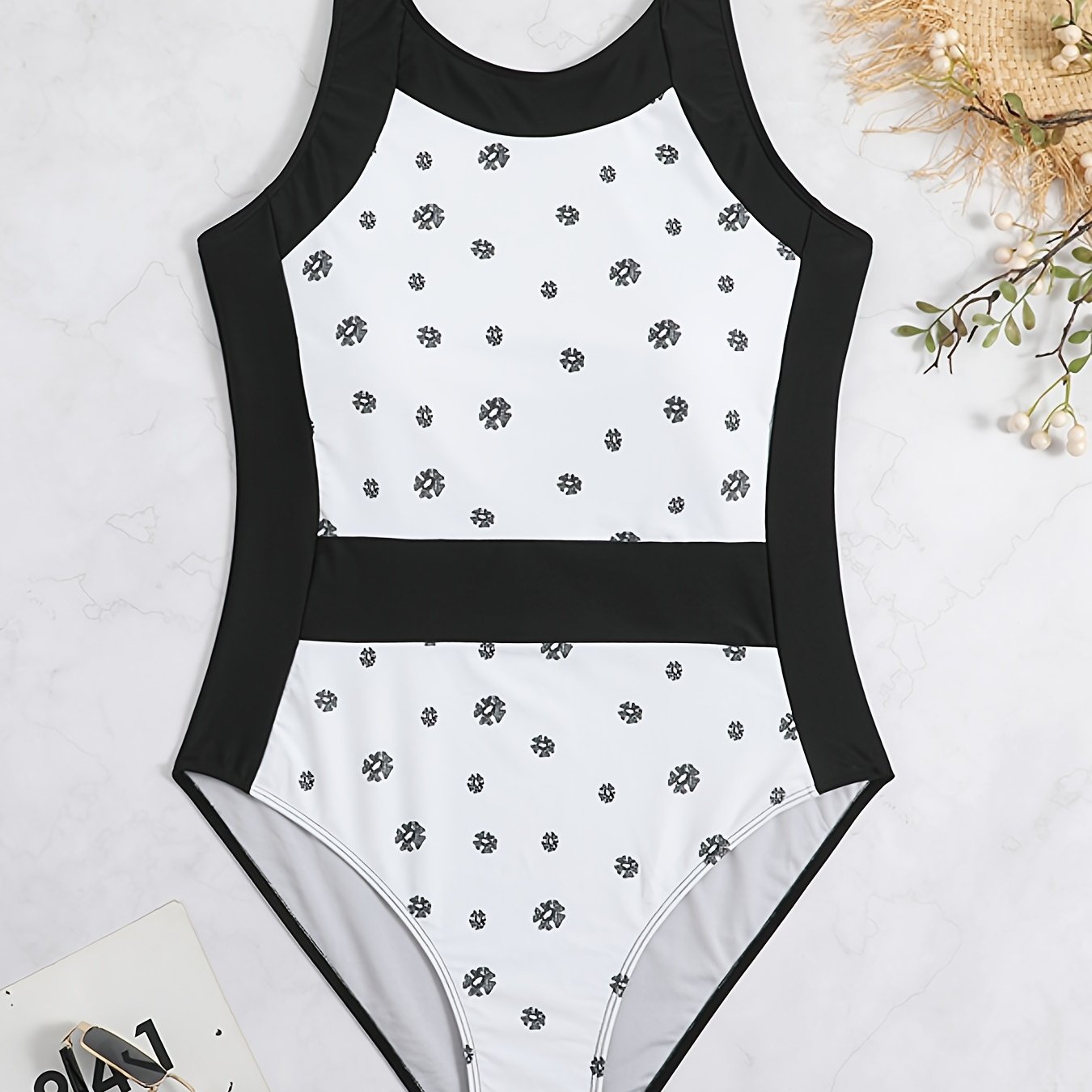 Floral Print High Leg Cut One Piece Swimsuit