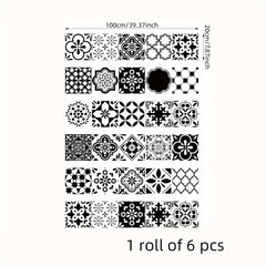 6pcs Moroccan Pattern Stair Stickers Self-adhesive Wallpaper Home Decor