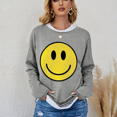 Smiling Face Heart Long Sleeve Top Women's Athleisure