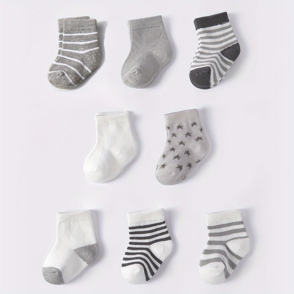 8 Pairs Infants & Toddlers Star & Stripe Socks Spring Autumn